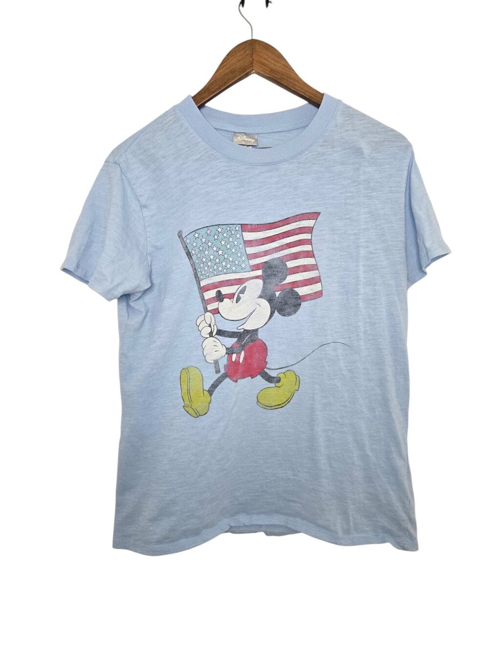 Disney Light Blue Mickey Mouse Patriotic Graphic Tee – Size Large